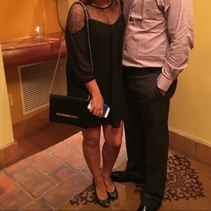 Black lace shoulder dress